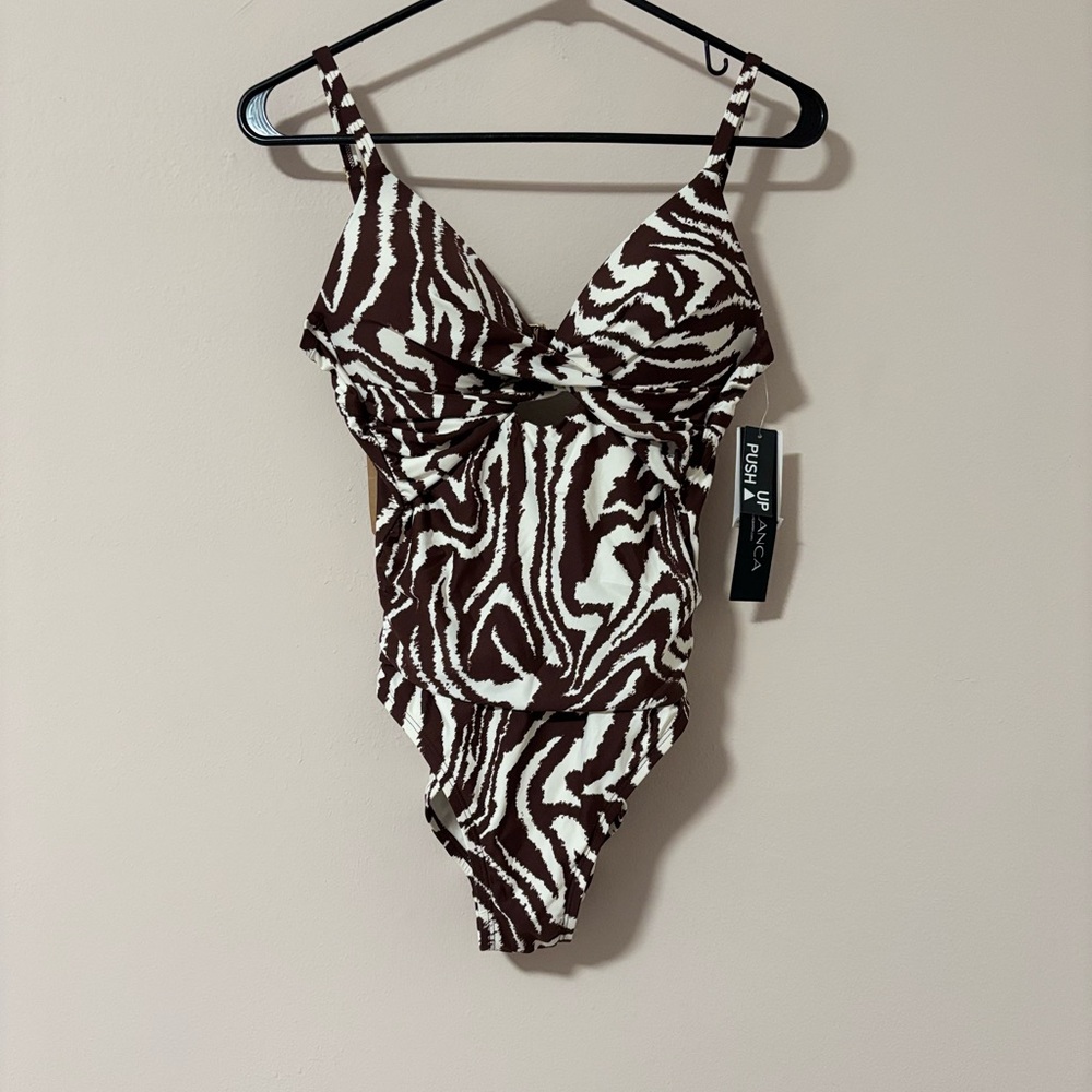 La Blanca Chocolate and Cream Zebra Swimsuit